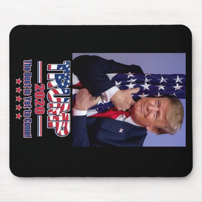 Tapis De Souris Le Président Trump Accroche Le Drapeau Américain (Devant)