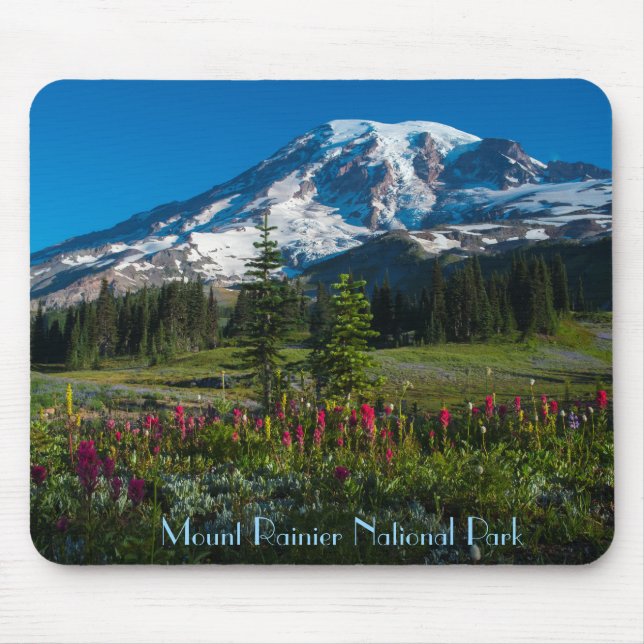 Tapis De Souris Le printemps fleurit au Mont Rainier (Devant)