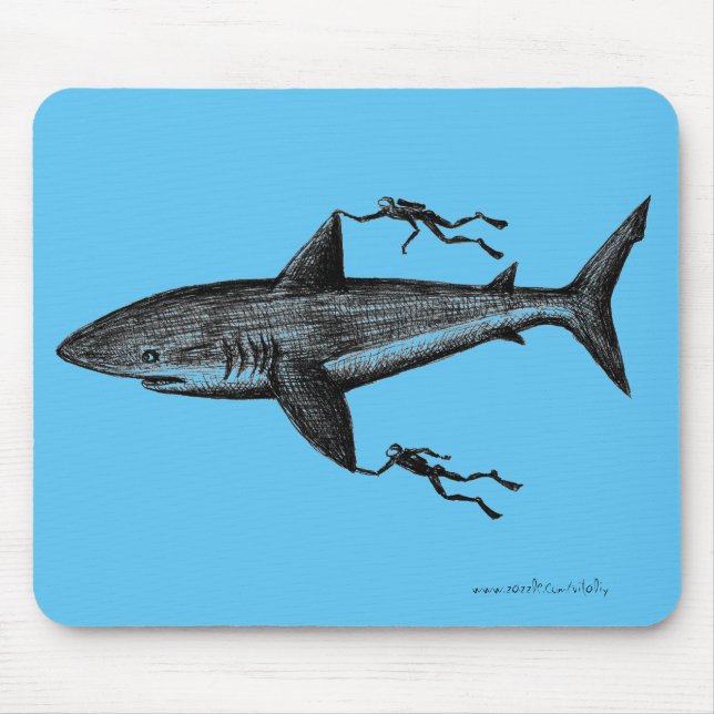 Tapis De Souris Le requin et les plongeurs de Megalodon (Devant)