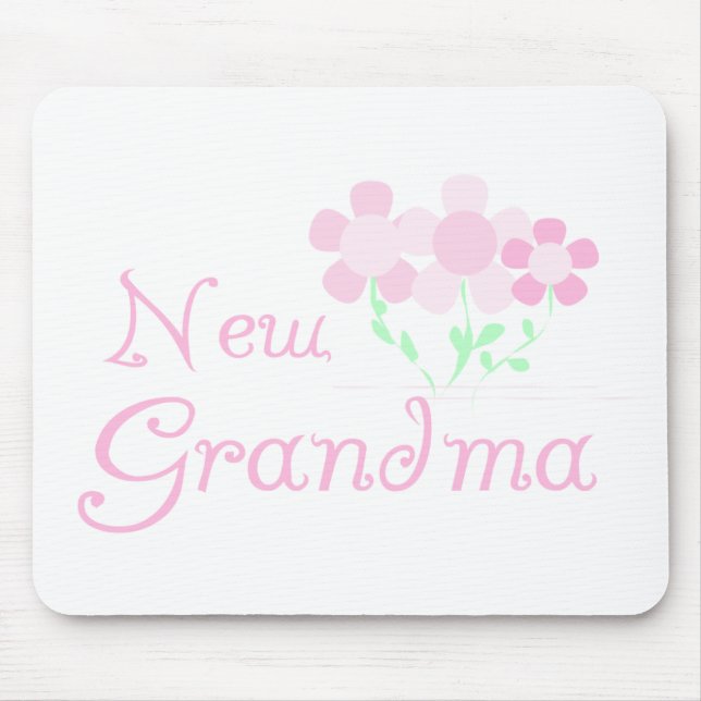 Tapis De Souris Le rose fleurit la nouvelle grand-maman (Devant)