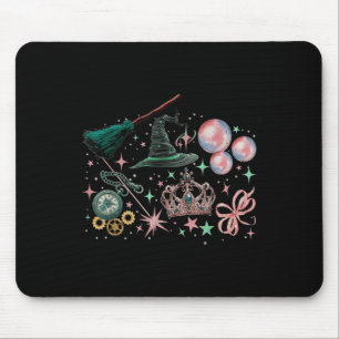 Tapis De Souris Le rose Va Bien Avec La Sorcière D'Halloween Drôle