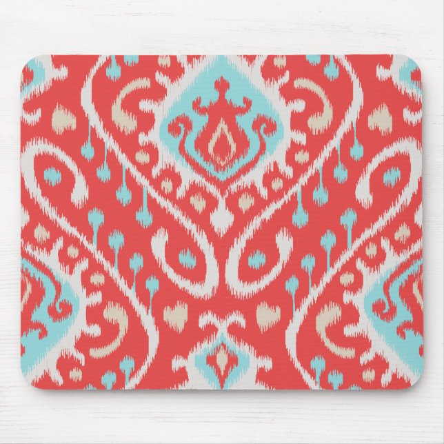 Tapis De Souris Le rouge élégant chic et l'ikat tribal de (Devant)