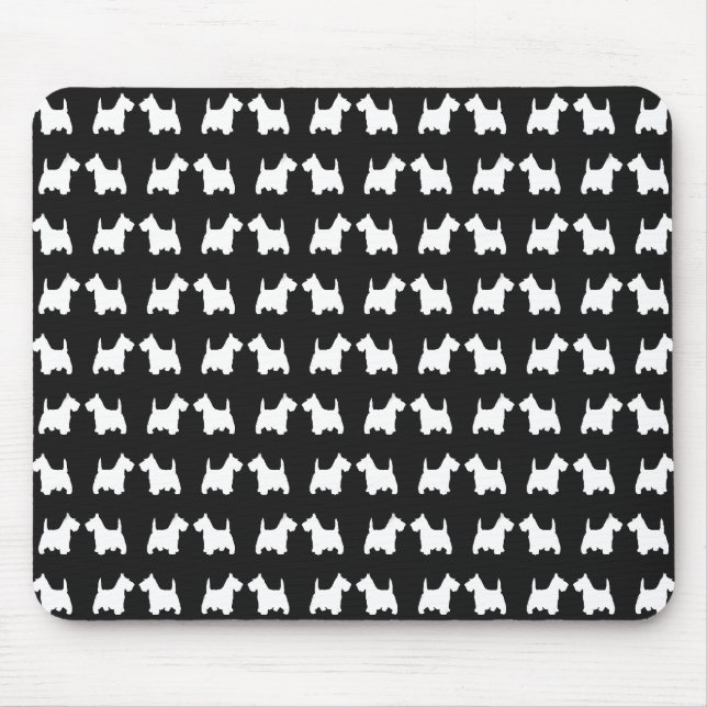 Tapis De Souris Le Scottie jumeau blanc poursuit le motif carrelé (Devant)