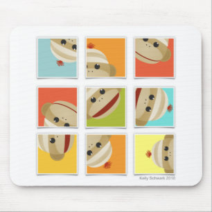 Tapis De Souris Le singe de chaussette cogne des blocs Mousepad