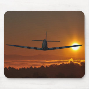 Tapis De Souris Le Spitfire vole dans le lever de soleil