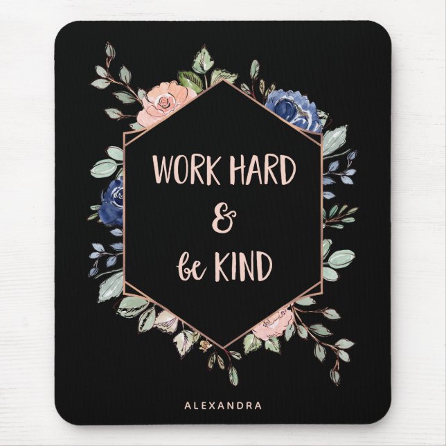 Tapis De Souris Le travailler géométrique floral noir de | dur et (Devant)