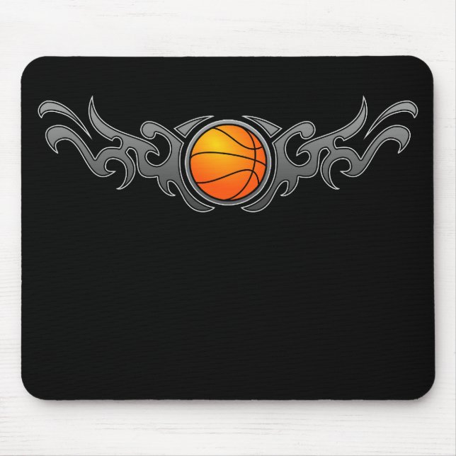 Tapis De Souris Le tribal de basket-ball flambe Mousepad gris (Devant)