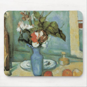 Tapis De Souris Le Vase bleu (Fleurs et Fruits) de Paul Cézanne