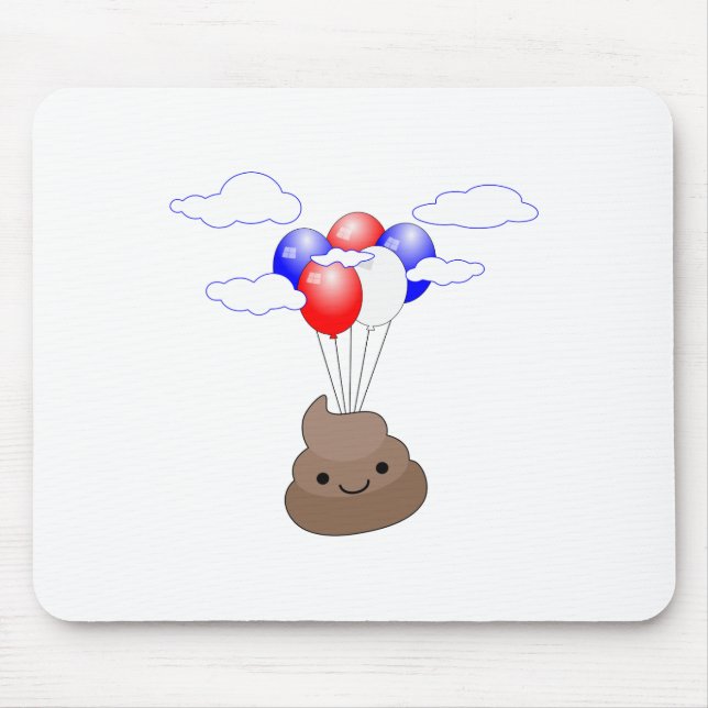 Tapis De Souris Le vol Poo Emoji avec ballons (Devant)
