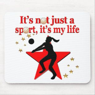 TAPIS DE SOURIS LE VOLLEYBALL ROUGE EST MON DESIGN DE VIE