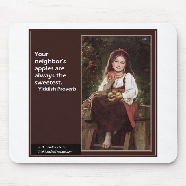 Tapis De Souris Le Yiddish En Ce Qui Concerne Les Pommes Et Le Gra (Devant)