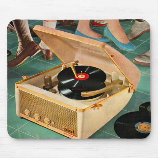 Tapis De Souris Lecteur d'enregistrement portable des années 1950 (Devant)