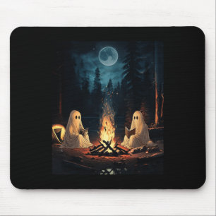 Tapis De Souris Lecture du livre d'Halloween Ghost Forest Camping 