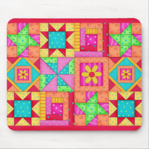 Tapis De Souris L'édredon de patchwork bloque Mousepad