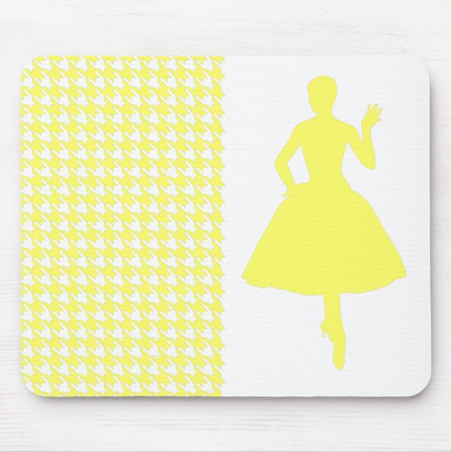 Tapis De Souris Lemonade Houndstooth moderne avec Silhouette mode (Devant)