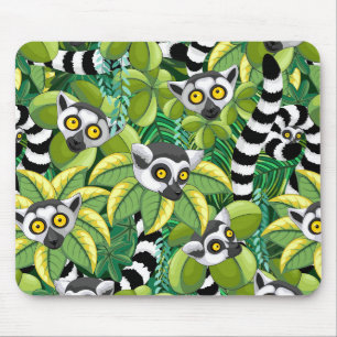 Tapis De Souris Lémuriens de Madagascar dans une jungle exotique