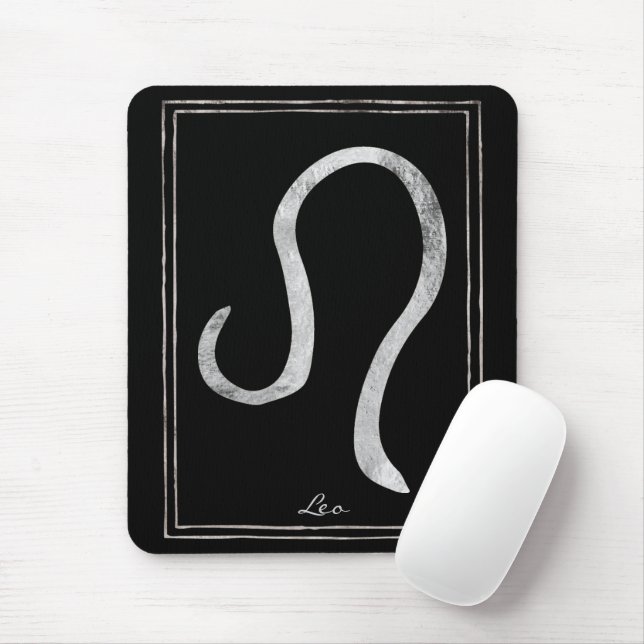 Tapis De Souris Leo martelé argent stylisé astrologie zodiac (Avec souris)