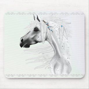 Tapis De Souris Léopard Appy et plumes blanches Mousepad