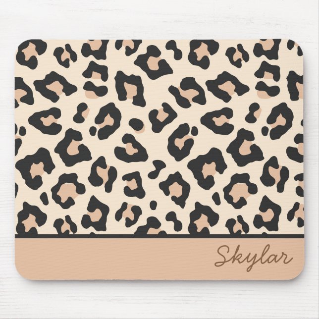 Tapis De Souris Leopard Cheetah Poster de animal Personnalisé Nom  (Devant)