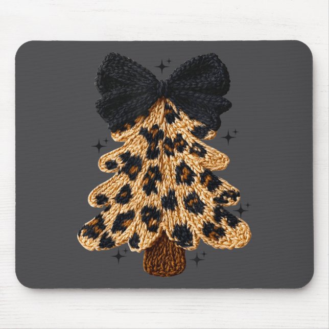 Tapis De Souris Leopard Christmas Tree,christmas Coquette Bow Yarn (Devant)