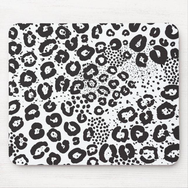 Tapis De Souris Léopard de neige noir blanc Poster de animal Cheet (Devant)