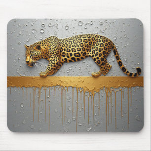 Tapis De Souris Léopard doré avec effet de peinture qui coule 🐆