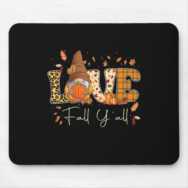 Tapis De Souris Leopard Love Fall Y'all Gnome Gnomies Salle Citrou (Devant)
