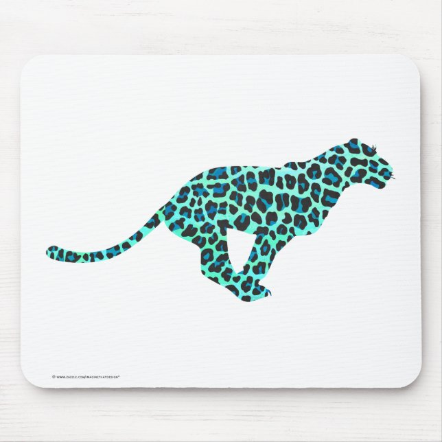 Tapis De Souris Léopard noir et Turquoise (Devant)