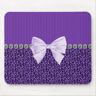 Tapis De Souris Léopard pourpre avec le diamant élégant de faux