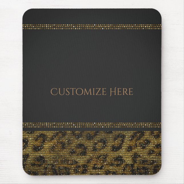 Tapis De Souris Léopard Sequins Glam Chic Moderne Bling (Devant)