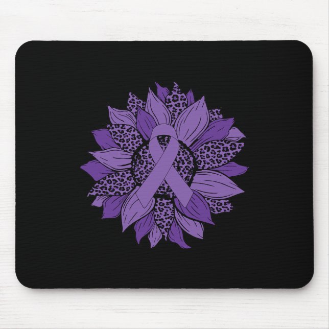 Tapis De Souris Leopard Tournesol violet Ribbon Fibromyalgie Aware (Devant)