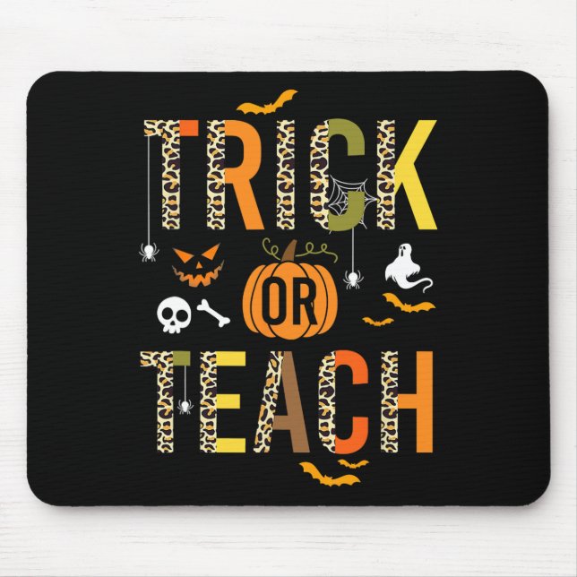 Tapis De Souris Leopard Trick Ou Enseigner L'École D'Halloween Aut (Devant)
