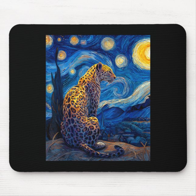 Tapis De Souris Leopard - Van Gogh Style Starry Night Funny Graphi (Devant)