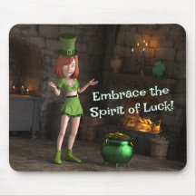 Leprechaun Toon Girl à côté du pot d'or
