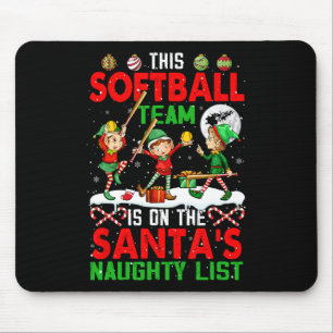 Tapis De Souris L'équipe de softball est sur la liste de Noël de S