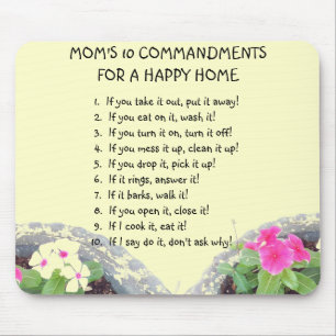 Tapis De Souris Les 10 commandements de maman Souris
