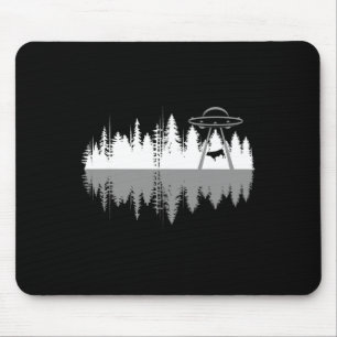 Tapis De Souris Les Arbres Reflètent L'Enlèvement De Vache Alien D