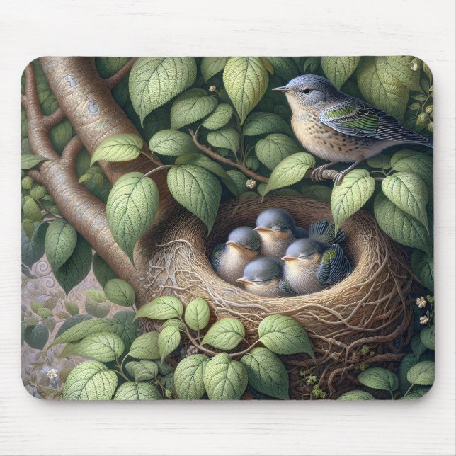 Tapis De Souris Les Bluebirds dans le nid (Devant)