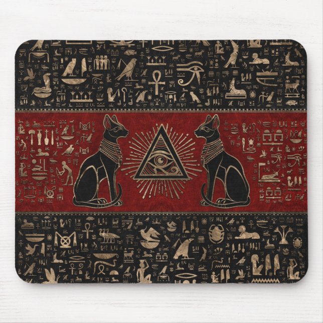 Tapis De Souris Les chats égyptiens et l'oeil d'Horus (Devant)