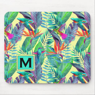 Tapis De Souris Les colibris d'aquarelle ajoutent votre initiale