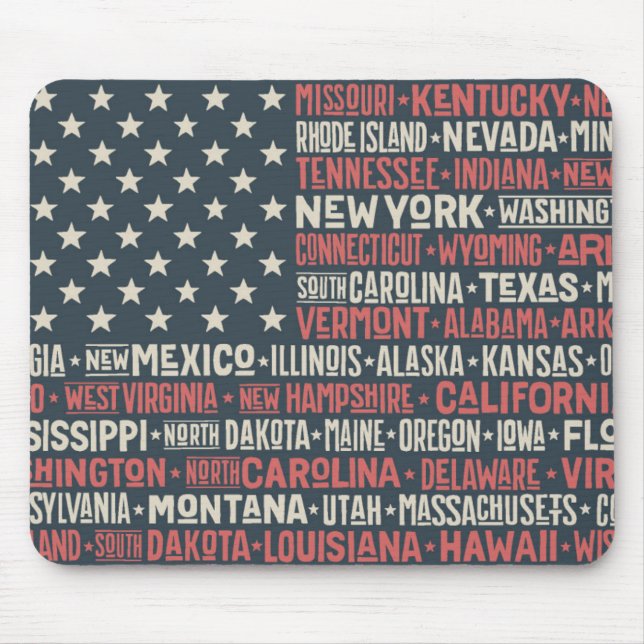 Tapis De Souris Les Etats-Unis d'Amérique |States et capitaux (Devant)