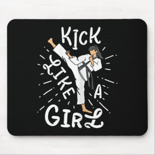 Tapis De Souris Les filles de karaté kick comme un kickboxing Taek