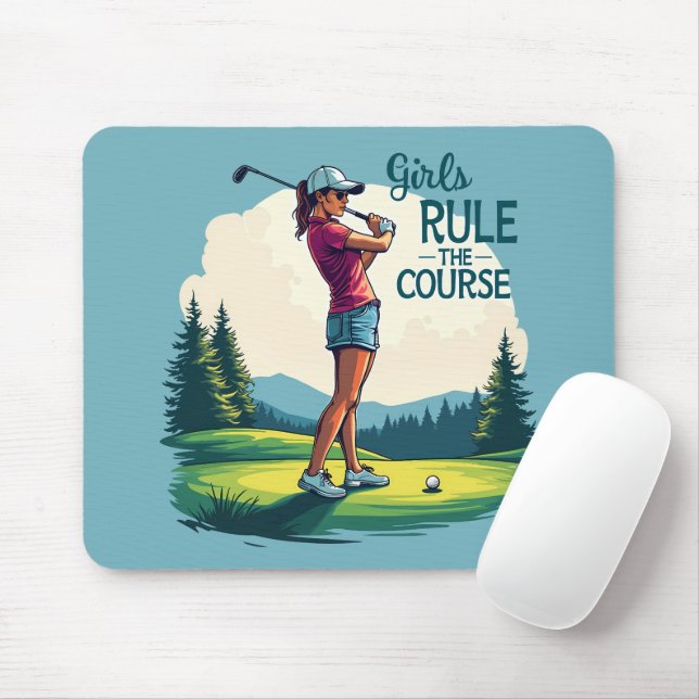 Tapis De Souris Les filles gouvernent le parcours Retro Golf Illus (Avec souris)