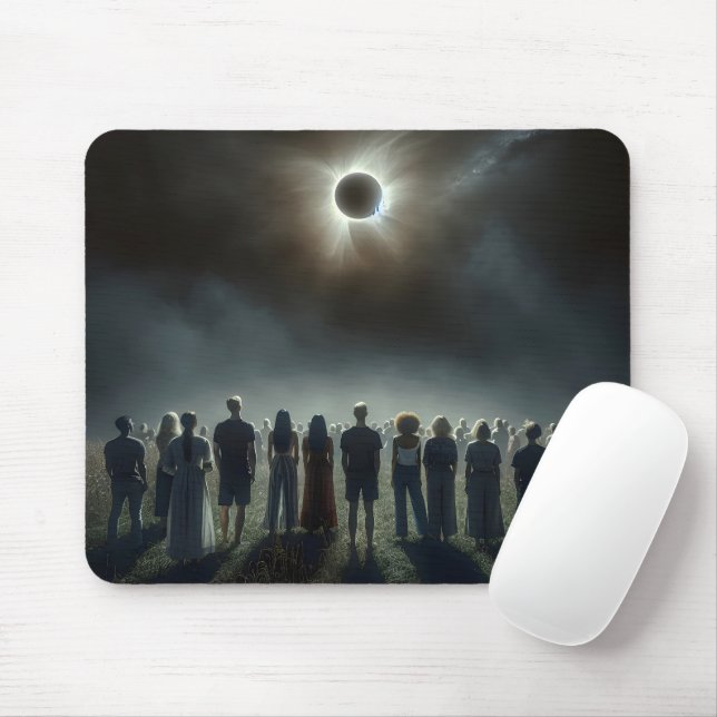 Tapis De Souris Les gens regardent l'Éclipse Solaire Totale (Avec souris)