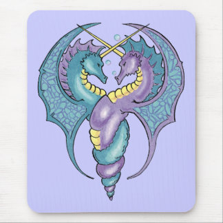 Tapis De Souris Les hippocampes mythiques enmêlés Mousepad
