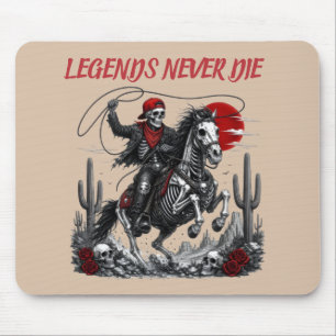Tapis De Souris LES LÉGENDES NE MEURENT JAMAIS – Cowboy squelette