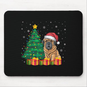 Tapis De Souris Les lumières de Noël du moche Mastiff du Père Noël