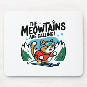 Tapis De Souris Les Meowtains Appellent Chat Snowboard Ski Hommes 