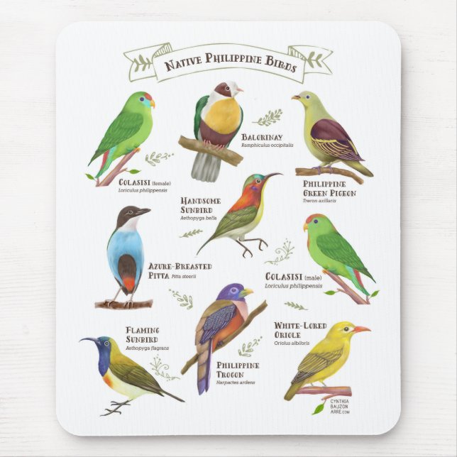 Tapis De Souris Les oiseaux natifs aux Philippines (Devant)