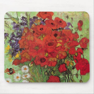 Tapis De Souris Les pavots rouges et les marguerites de Vincent va